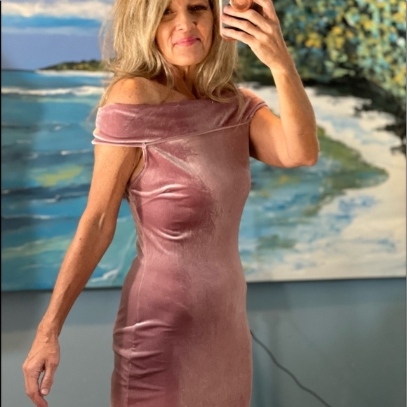 NWT,Windsor,Soft Mauve,BodyCon Dress,Drapes Arms Off Shoulders, Lovely,Size S - Picture 3 of 10